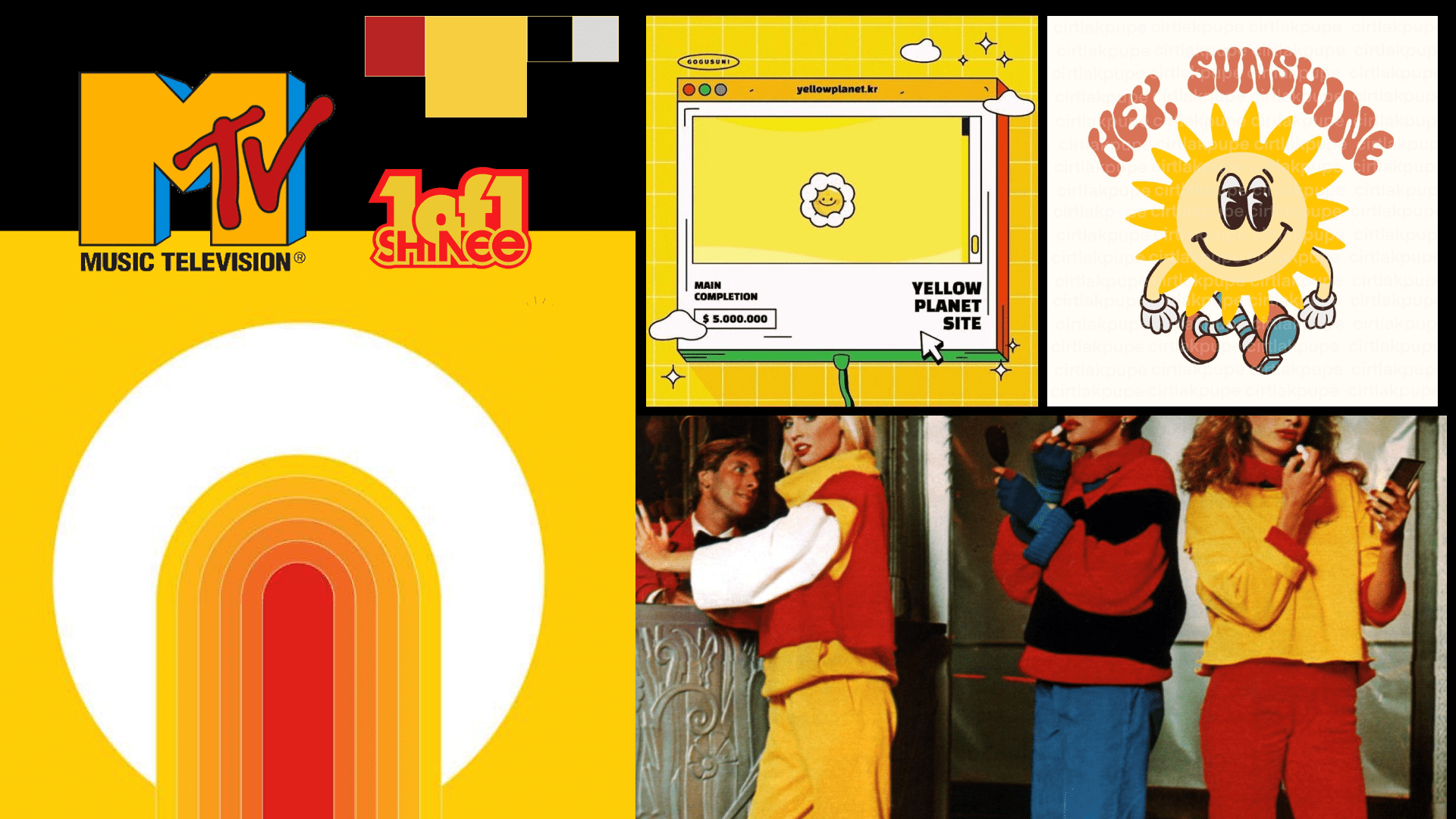 Second design moodboard showing playful and retro aesthetic